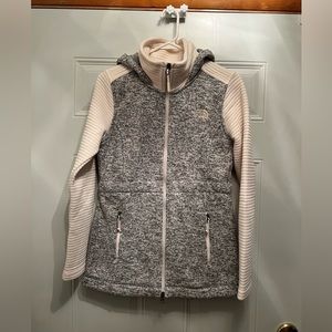 THE NORTH FACE women’s INDI 2 Cream/Gray Hooded Fleece Jacket size Small